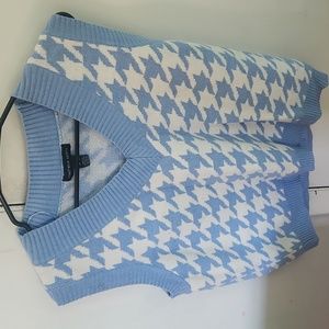 Blue and white sweater vest